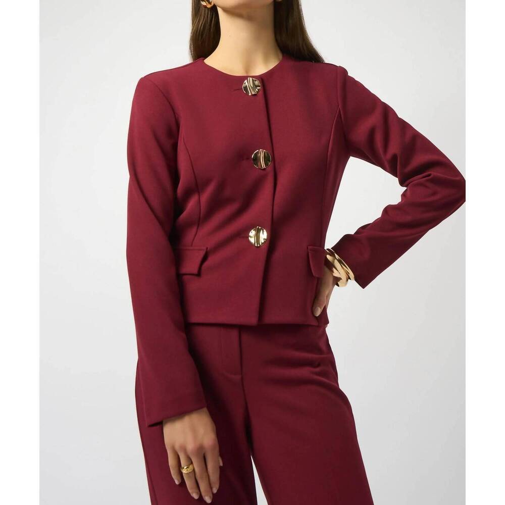 NEW JOSEPH RIBKOFF long sleeve boxy blazer jacket in merlot